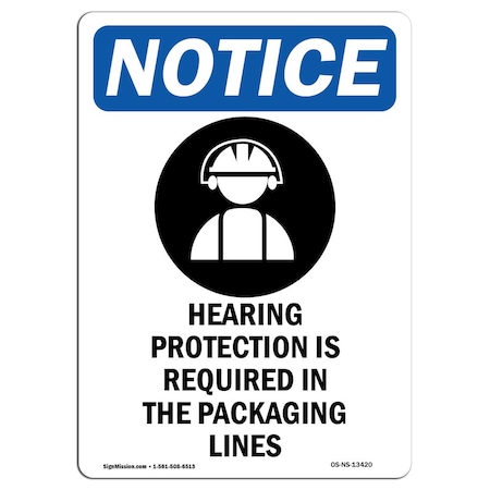 Signmission OSHA Sign, Hearing Protection With, 14in X 10in Decal, 10" W, 14" H, Portrait, OS-NS-D-1014-V-13420 OS-NS-D-1014-V-13420